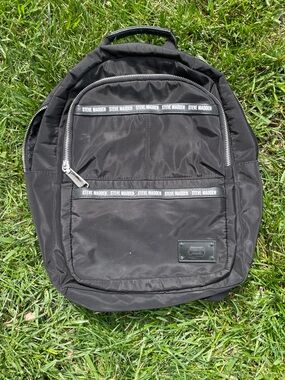 Steve Madden Athleisure Black Nylon Mini Backpack Silver Hardware